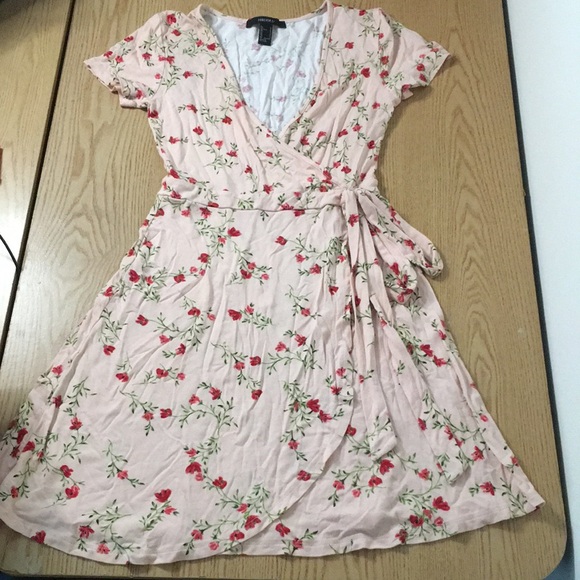 Forever 21 Dresses & Skirts - Womens Forever 21 Faux Wrap Dress Lightweight Stretchy Light Pink Size Small